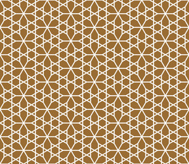 Seamless pattern based on Japanese ornament.Golden color background.White lines.