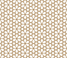 Seamless pattern based on Japanese geometric ornament .Golden color lines.