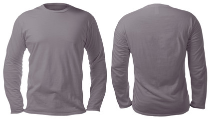 Gray Long Sleeved Shirt Design Template