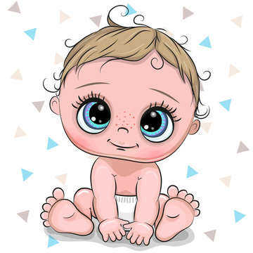 Cartoon baby boy isolated on a white background