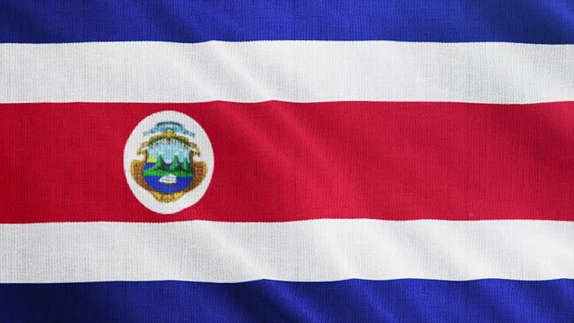 Costa Rica flag is waving 3D illustration. Symbol of Costa Rican national on fabric cloth 3D rendering in full perspective.