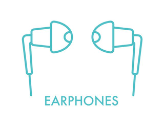 Earphones icon, flat line style vector illustration. Headphones isolated logo on white background.