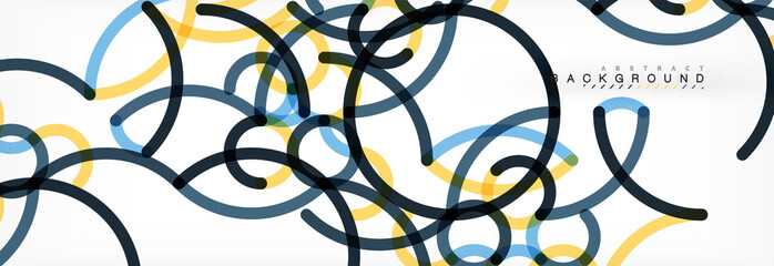Curly lines abstract background, color overlapping linear texture