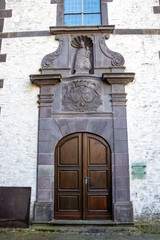 Fototapeta na wymiar Loreto Chapel entrance or Chapel of Our Lady of Loreto at Clervaux or Klierf, Luxembourg, architectural detail