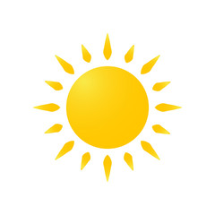 Modern weather icon of sun. Flat vector symbol on white background. As labels, sign, simbol