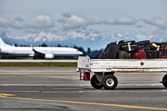 Luggage Trailer on the Airport Tarmac