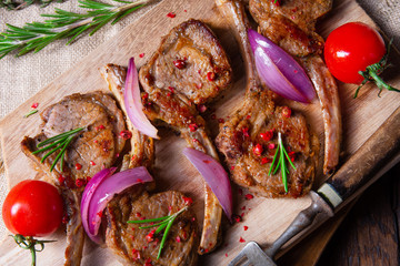 Tasty Lamb chops with mint and rosemary