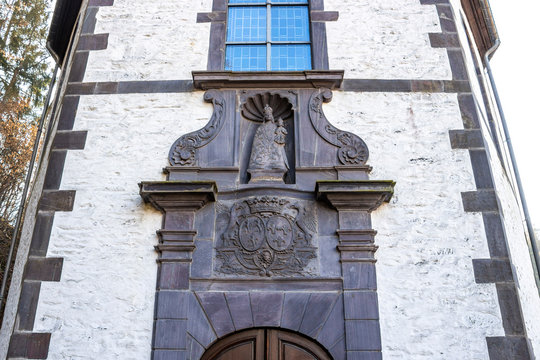 Loreto Chapel entrance or Chapel of Our Lady of Loreto at Clervaux or Klierf, Luxembourg, architectural detail