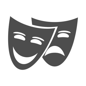 Theater masks isolated on white background. Theater logo, icon. Vector illustration for your design.