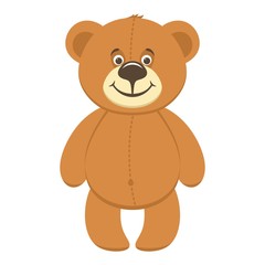 Cute brown Teddy bear. Cartoon character isolated on white background. Vector illustration. Flat style.