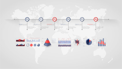 Timeline vector infographic. World map