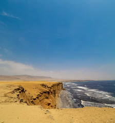 panoramic view Landscape in Paracas National Park Reserve, Pisco, Peru