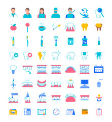 Dental clinic services flat vector icons