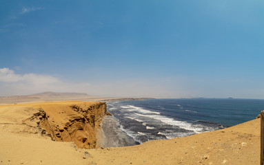 Fototapeta na wymiar panoramic view Landscape in Paracas National Park Reserve, Pisco, Peru
