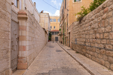 Small empty street in Christian quarter of Jerusalem
