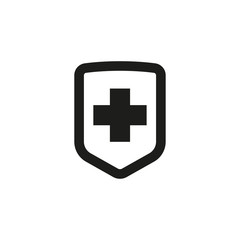 Obraz premium Immune system icon. Medical cross in the shield. Vector