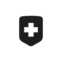 Obraz premium Immune system icon. Medical cross in the shield. Vector