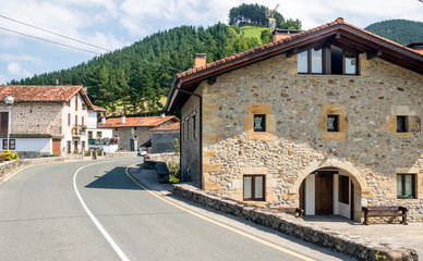 Fototapeta na wymiar Rural town in the spanish basque country on a suuny day