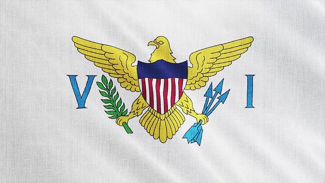 United States of Virgin Islands flag is waving 3D illustration. Symbol of United States of Virgin Islands national on fabric cloth 3D rendering in full perspective.