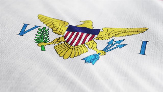 United States of Virgin Islands flag is waving 3D illustration. Symbol of United States of Virgin Islands national on fabric cloth 3D rendering in full perspective.
