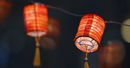 Red lantern at night