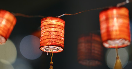 Red lantern at night © leungchopan