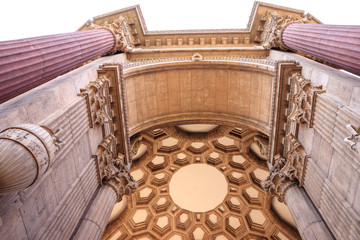 The Palace of Fine Arts is one of San Francisco's architectural landmarks. Close up of detail of the palace of fine arts