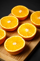 orange sliced ​​on wooden background