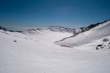 Fototapeta na wymiar Campo dell'Arco in the snow on the mountains, Campania, Italy