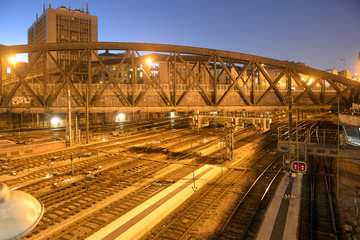 Fototapeta na wymiar Railway station by night
