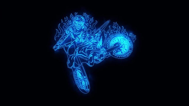 Blue Burning Motocross Bike Logo Loopable Graphic Element