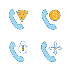 Phone services color icons set
