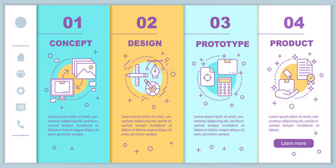 New product launch onboarding mobile web pages vector template