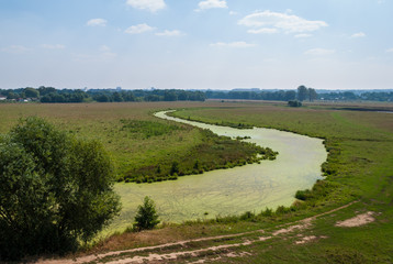 View on the bending river in the summer