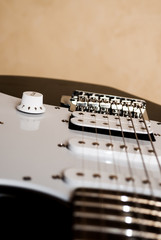 Fototapeta na wymiar Electric guitar strings bottom