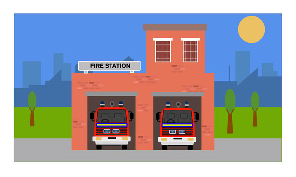 Fire Station Vector Image
