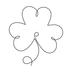 Fototapeta premium Continuous one line art drawing clover leaf shamrock