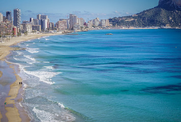 Beautiful landscape of Calp, Spain: beach and rock Ifach