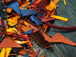 A lot of Pieces of colorful leather