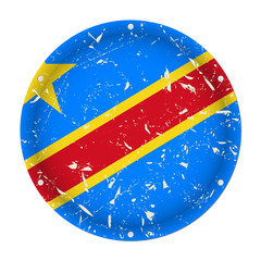Democratic Congo - round metal scratched old flag