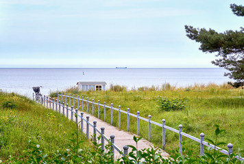 Way to the beach with registry office in Binz. Marry on the Baltic Sea. Pomerania, Germany