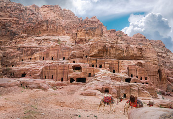 Ancient abandoned rock city of Petra in Jordan