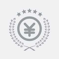 Laurel wreath with Yen symbol