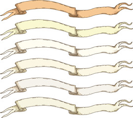 Retro Beige Blank Heraldic Ribbons Collection