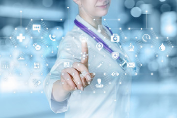 A doctor operating with the total medical service system scheme.