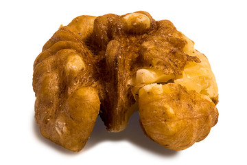 walnut pealed closeup isolated extreme sharp