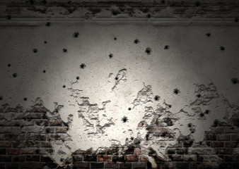 destroyed building wall with light effect 