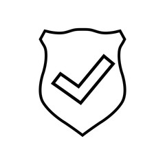 Shield with check mark line icon Quality is confirmed, logo isolated on white background