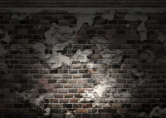 house building wall destroyed with spot light effect 
