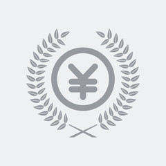 Obraz premium Laurel wreath with Yen symbol